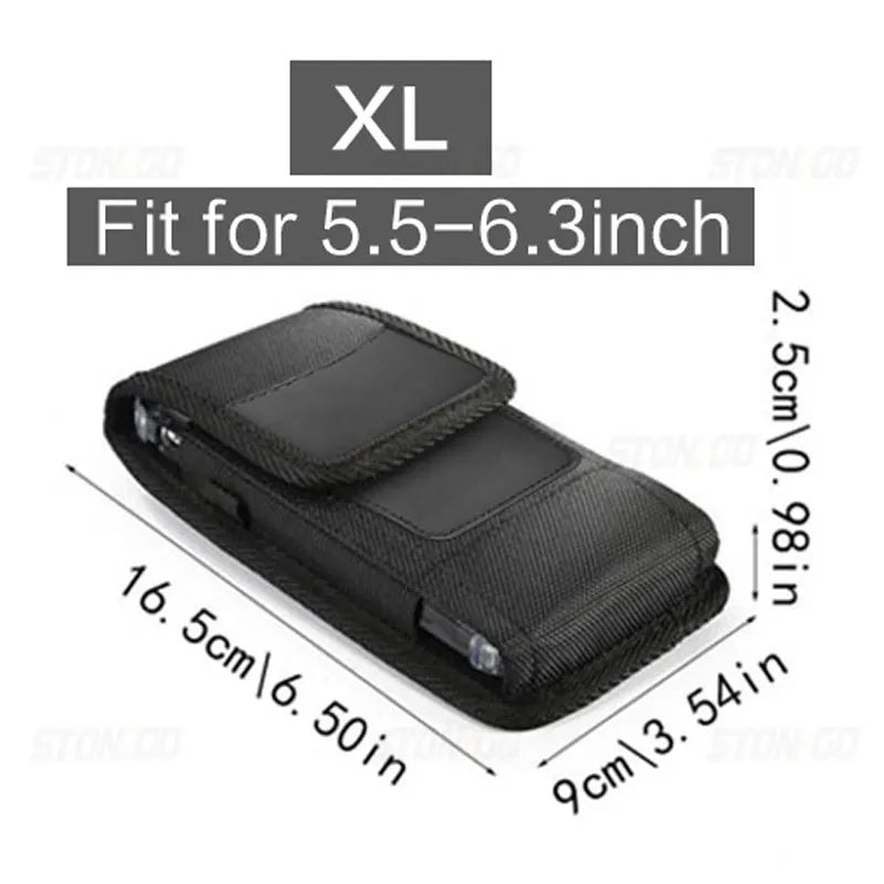 Coldre vertical de nylon para cinto de celular, bolsa com fivela, carteira, suporte para cartão, capa para telefone de 4,0 polegadas-6,7 polegadas, iphone, samsung