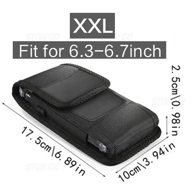 Coldre vertical de nylon para cinto de celular, bolsa com fivela, carteira, suporte para cartão, capa para telefone de 4,0 polegadas-6,7 polegadas, iphone, samsung