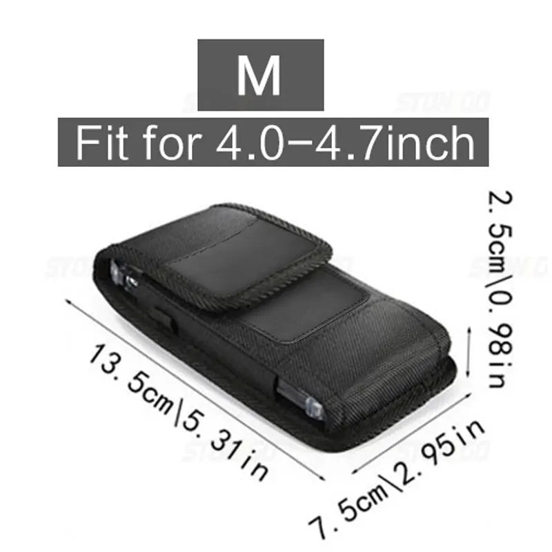 Coldre vertical de nylon para cinto de celular, bolsa com fivela, carteira, suporte para cartão, capa para telefone de 4,0 polegadas-6,7 polegadas, iphone, samsung