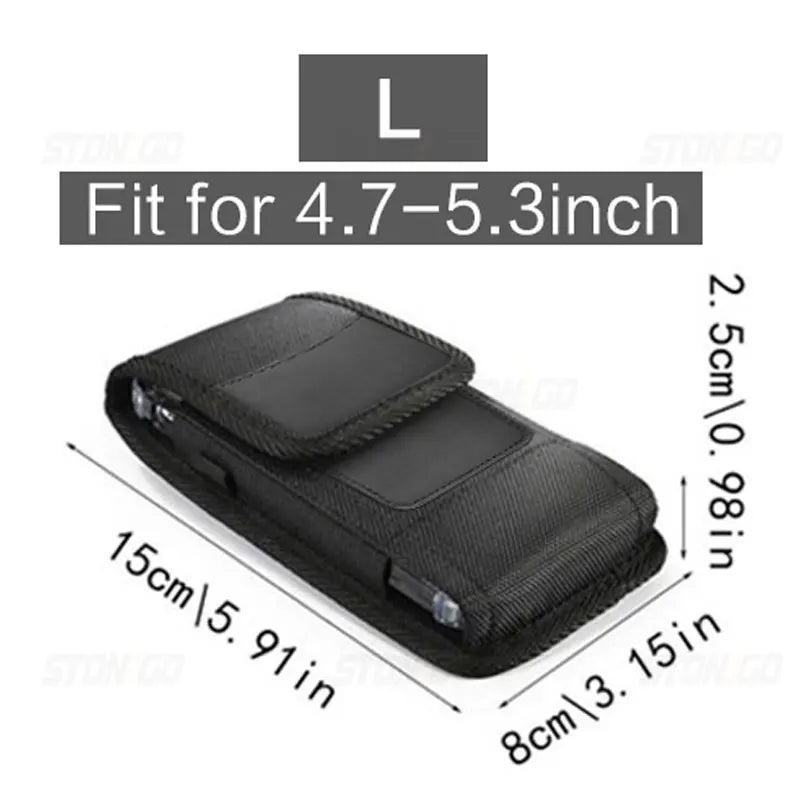 Coldre vertical de nylon para cinto de celular, bolsa com fivela, carteira, suporte para cartão, capa para telefone de 4,0 polegadas-6,7 polegadas, iphone, samsung