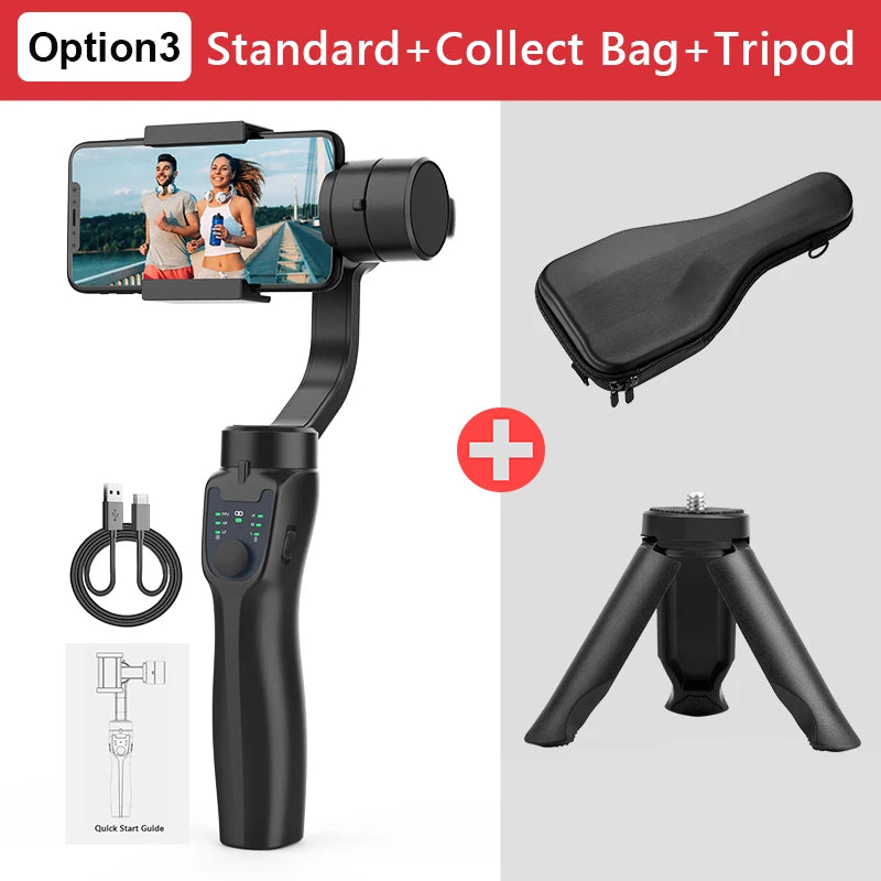 F8 portátil 3 eixos cardan suporte do telefone anti shake estabilizador de gravação de vídeo para xiaomi iphone celular smartphone