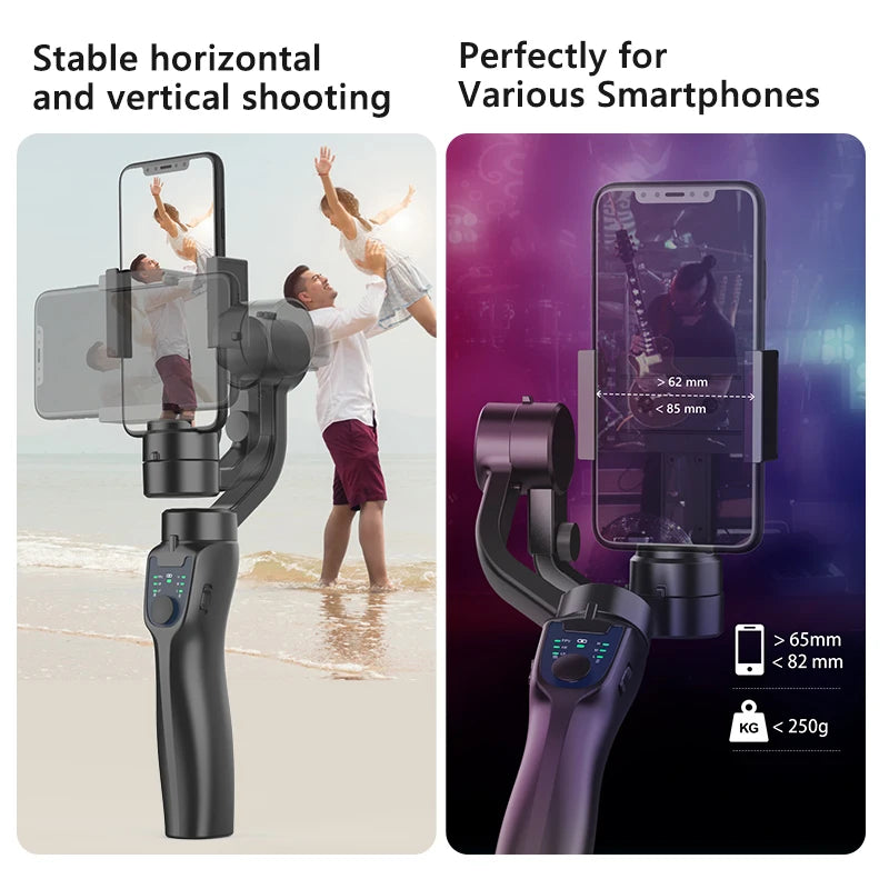 F8 portátil 3 eixos cardan suporte do telefone anti shake estabilizador de gravação de vídeo para xiaomi iphone celular smartphone
