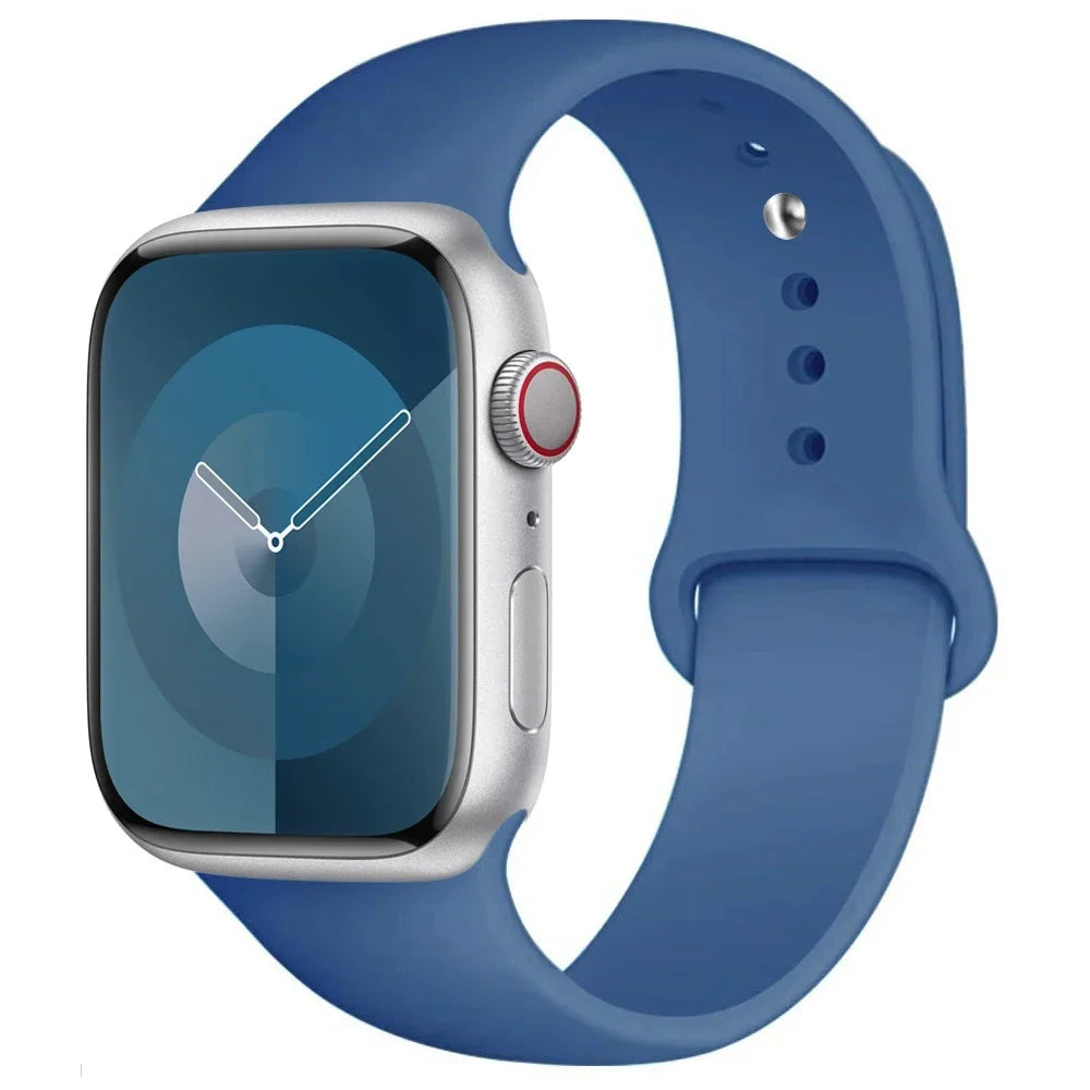 Pulseira de Silicone para Apple Watch, Pulseira Esportiva, iWatch Series 8, 7, 6, 5, 4, 3, SE, 9 Ultra 2, 44mm, 45mm, 40mm, 41 milímetros, 42 38 milímetros, 49 milímetros