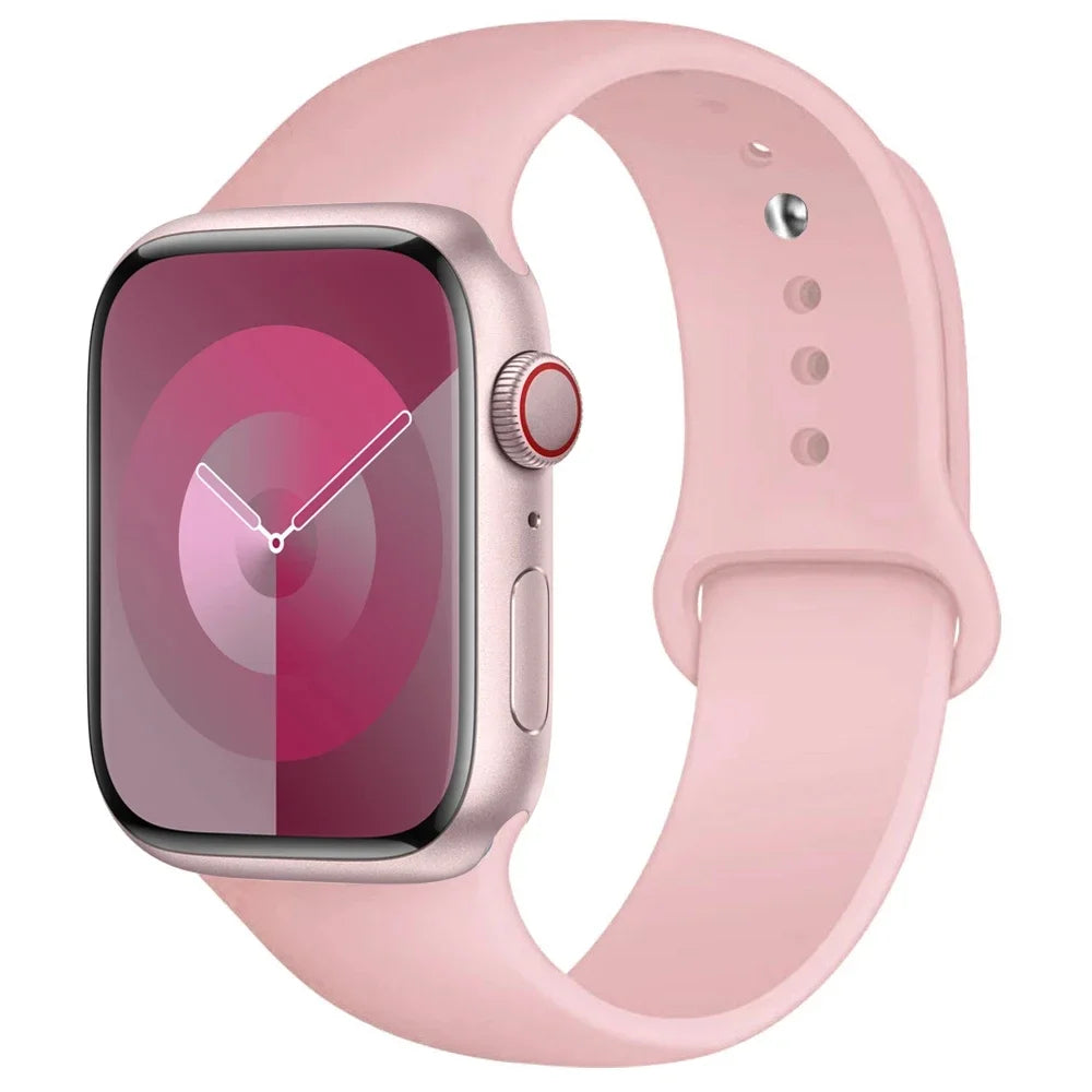 Pulseira de Silicone para Apple Watch, Pulseira Esportiva, iWatch Series 8, 7, 6, 5, 4, 3, SE, 9 Ultra 2, 44mm, 45mm, 40mm, 41 milímetros, 42 38 milímetros, 49 milímetros