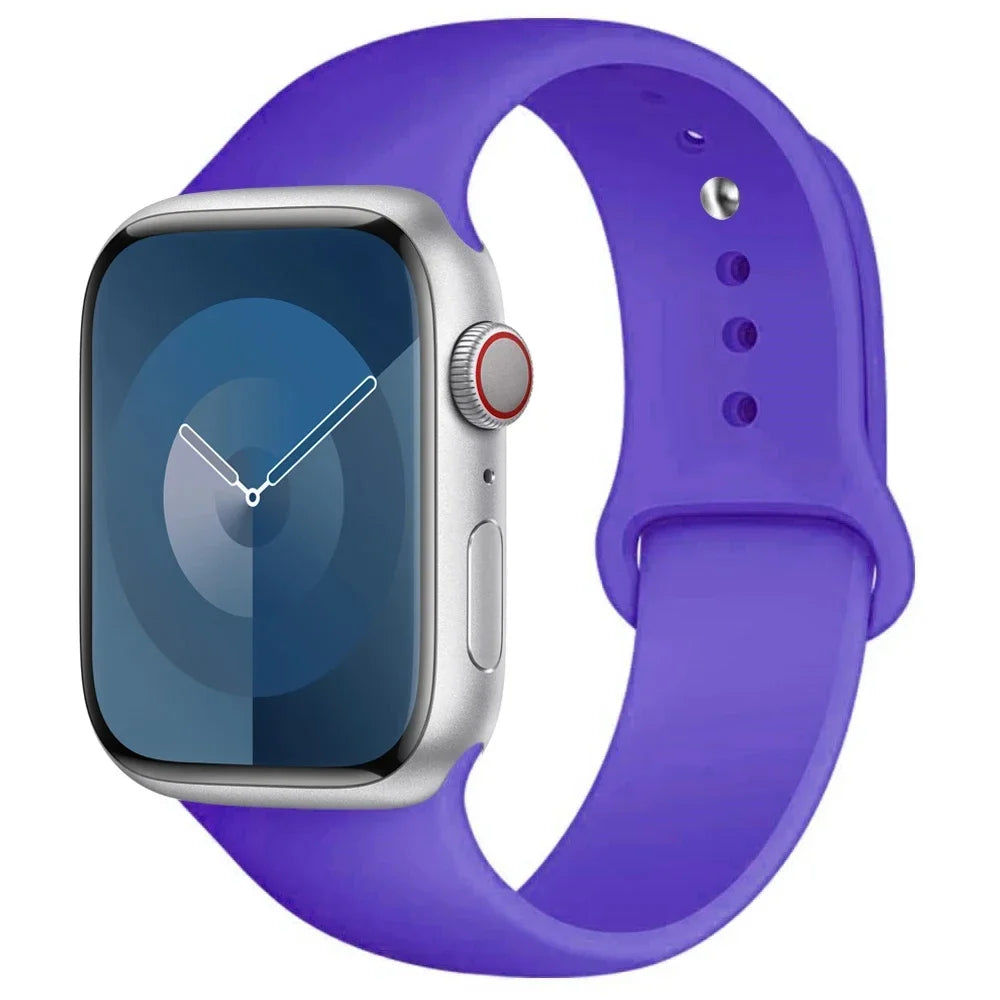 Pulseira de Silicone para Apple Watch, Pulseira Esportiva, iWatch Series 8, 7, 6, 5, 4, 3, SE, 9 Ultra 2, 44mm, 45mm, 40mm, 41 milímetros, 42 38 milímetros, 49 milímetros