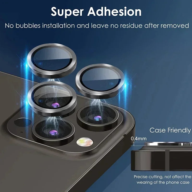 Metal Lens Protector Glass para iPhone, Back Camera Lens Protection Film, 13 Mini, 15 Plus, 12, 11, 14 Pro Max, 3Pcs
