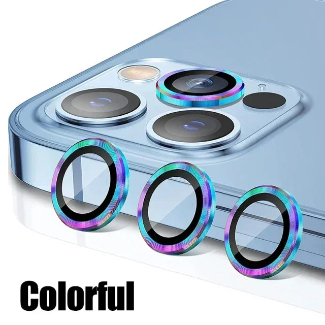 Metal Lens Protector Glass para iPhone, Back Camera Lens Protection Film, 13 Mini, 15 Plus, 12, 11, 14 Pro Max, 3Pcs