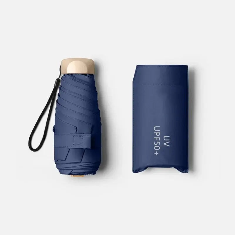 1pc 55% de desconto mini guarda-sol bolso chuva guarda-chuva vinil dobrável proteção ultravioleta uv sombra de sol bolso guarda-sol cápsula