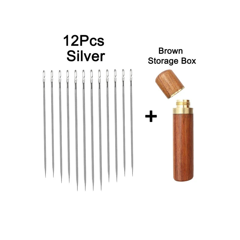 12pçs agulha cega para idosos, agulha com buraco lateral, mão doméstica, costura de aço inoxidável, rosqueamento incomum, vestuário, costura diy