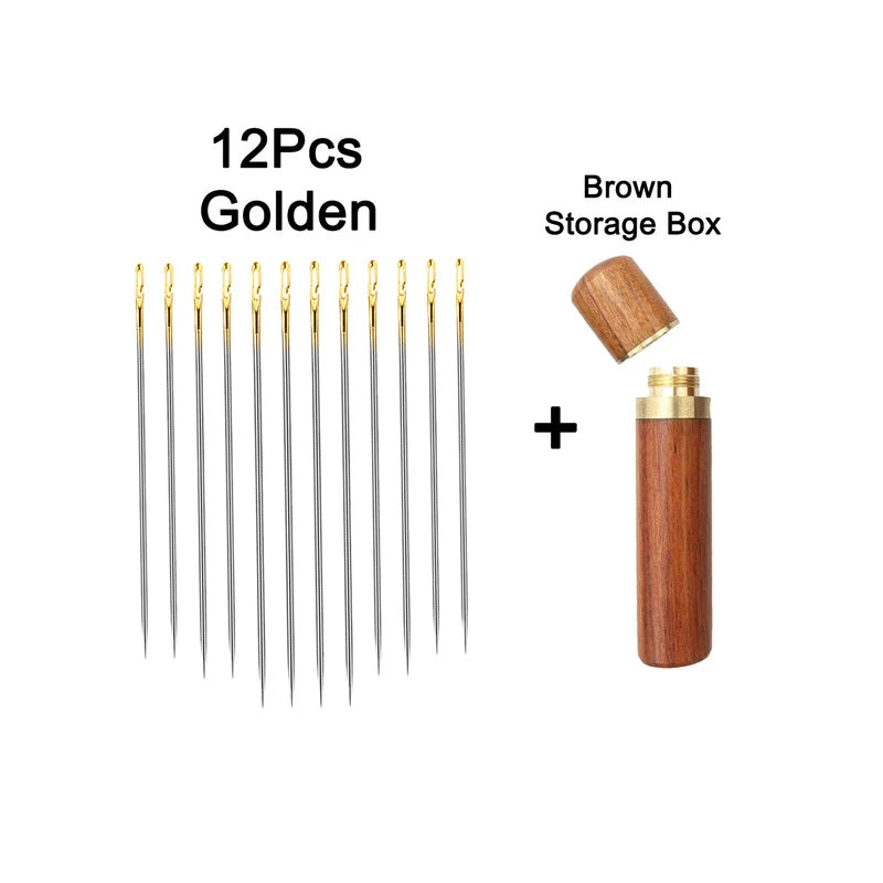 12pçs agulha cega para idosos, agulha com buraco lateral, mão doméstica, costura de aço inoxidável, rosqueamento incomum, vestuário, costura diy
