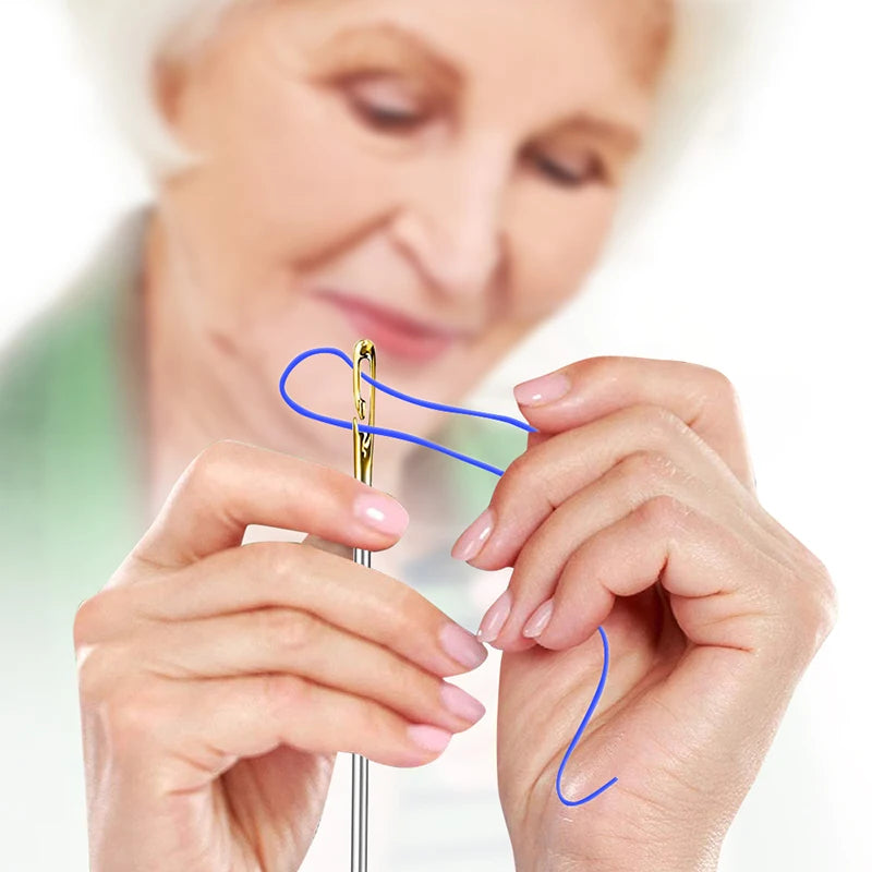 12pçs agulha cega para idosos, agulha com buraco lateral, mão doméstica, costura de aço inoxidável, rosqueamento incomum, vestuário, costura diy