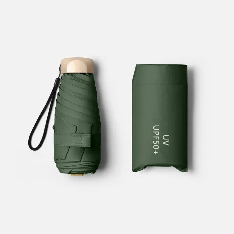 1pc 55% de desconto mini guarda-sol bolso chuva guarda-chuva vinil dobrável proteção ultravioleta uv sombra de sol bolso guarda-sol cápsula