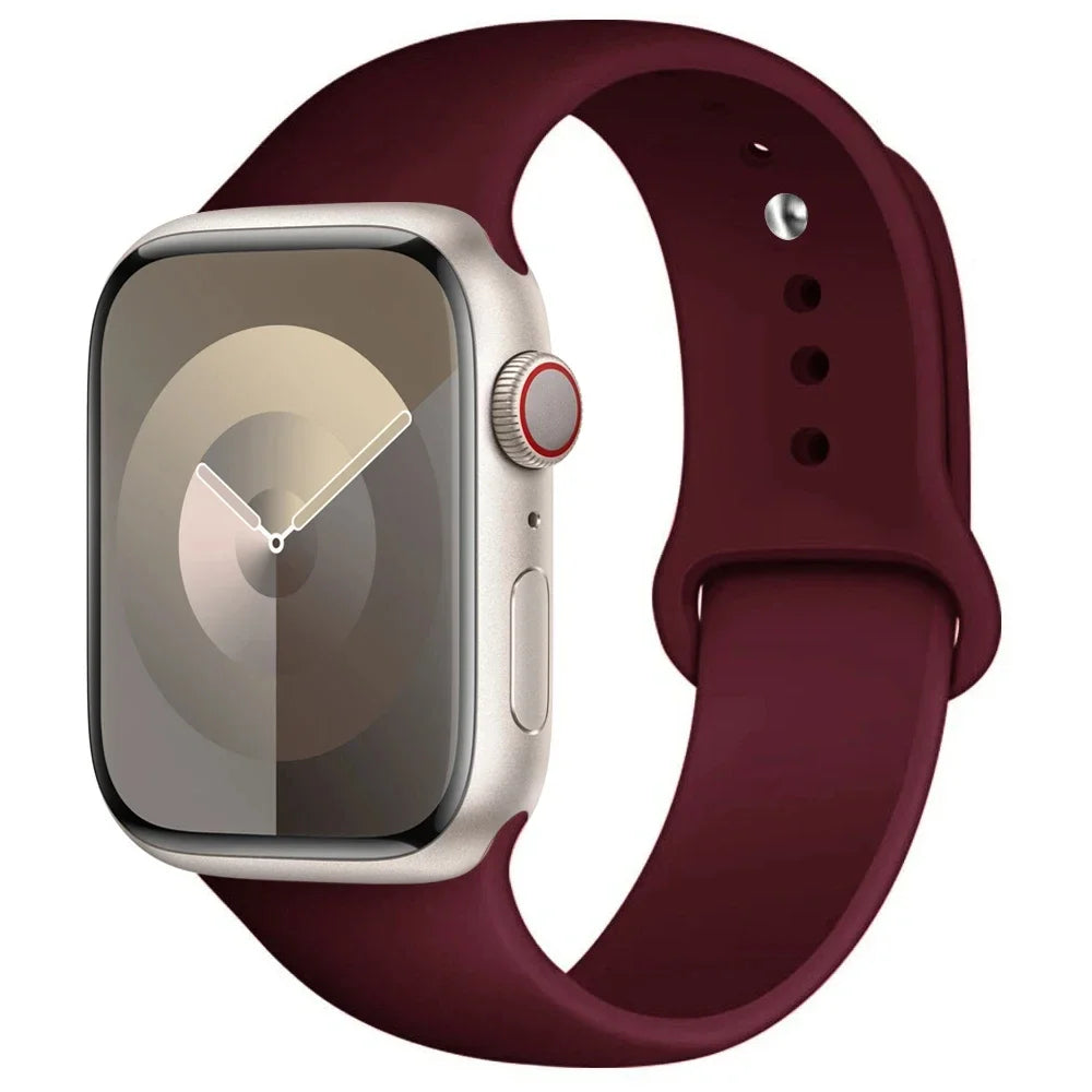 Pulseira de Silicone para Apple Watch, Pulseira Esportiva, iWatch Series 8, 7, 6, 5, 4, 3, SE, 9 Ultra 2, 44mm, 45mm, 40mm, 41 milímetros, 42 38 milímetros, 49 milímetros