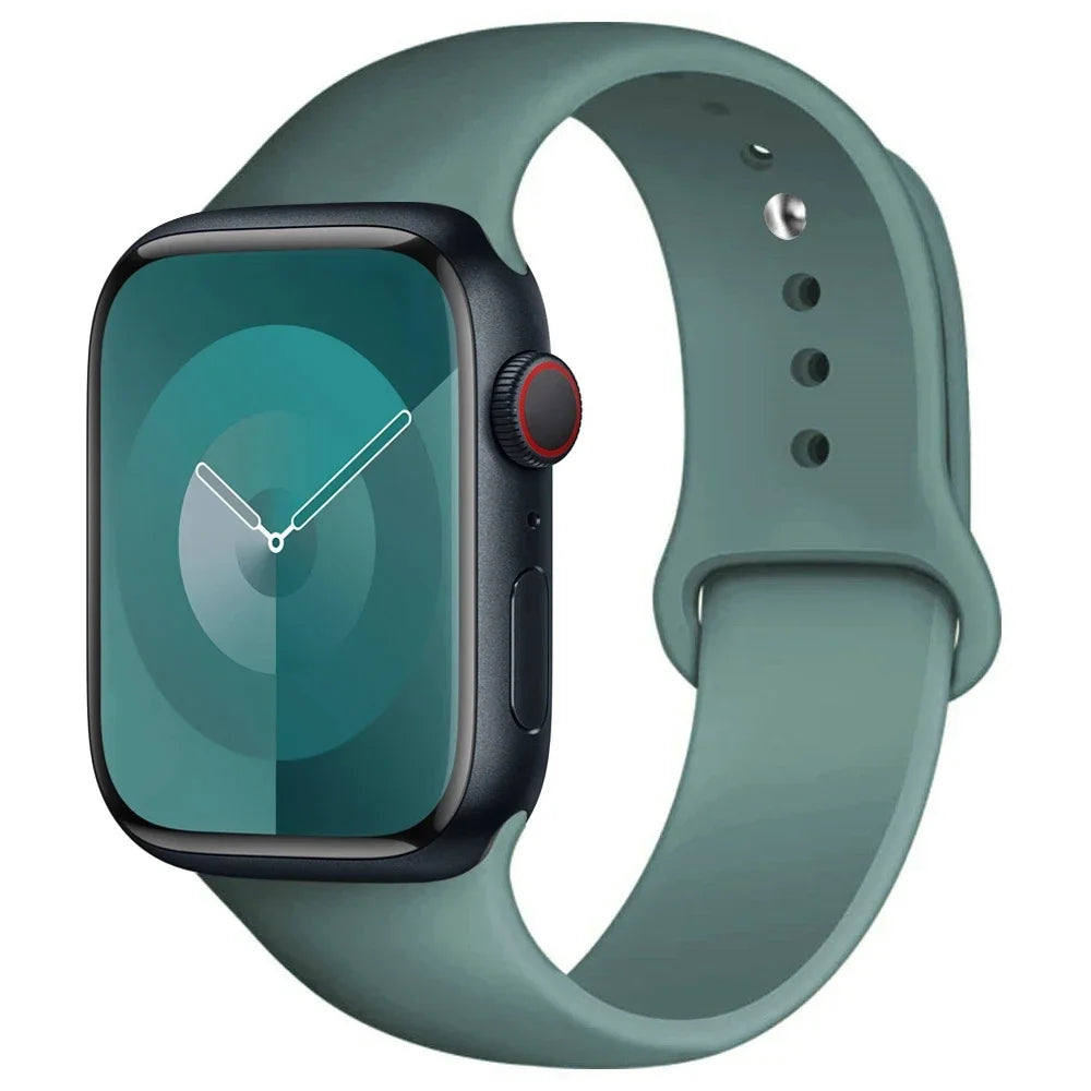 Pulseira de Silicone para Apple Watch, Pulseira Esportiva, iWatch Series 8, 7, 6, 5, 4, 3, SE, 9 Ultra 2, 44mm, 45mm, 40mm, 41 milímetros, 42 38 milímetros, 49 milímetros
