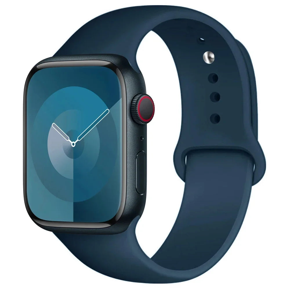 Pulseira de Silicone para Apple Watch, Pulseira Esportiva, iWatch Series 8, 7, 6, 5, 4, 3, SE, 9 Ultra 2, 44mm, 45mm, 40mm, 41 milímetros, 42 38 milímetros, 49 milímetros
