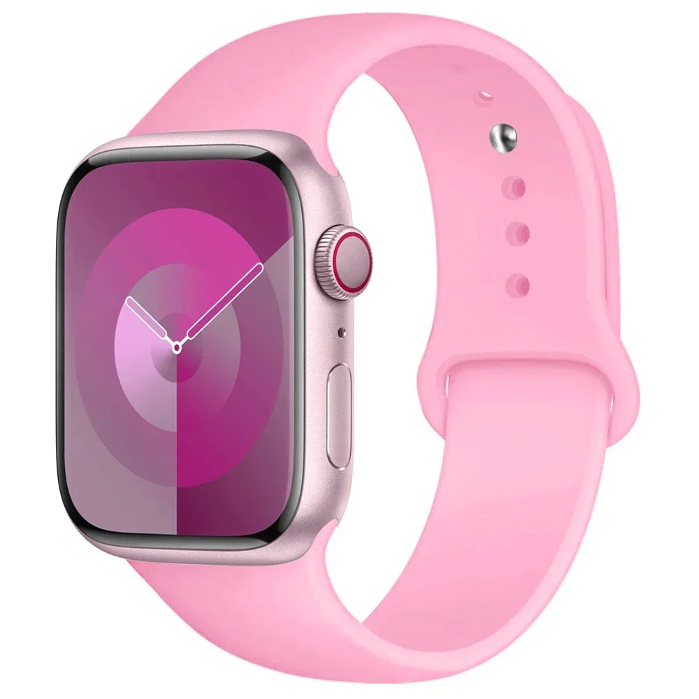 Pulseira de Silicone para Apple Watch, Pulseira Esportiva, iWatch Series 8, 7, 6, 5, 4, 3, SE, 9 Ultra 2, 44mm, 45mm, 40mm, 41 milímetros, 42 38 milímetros, 49 milímetros