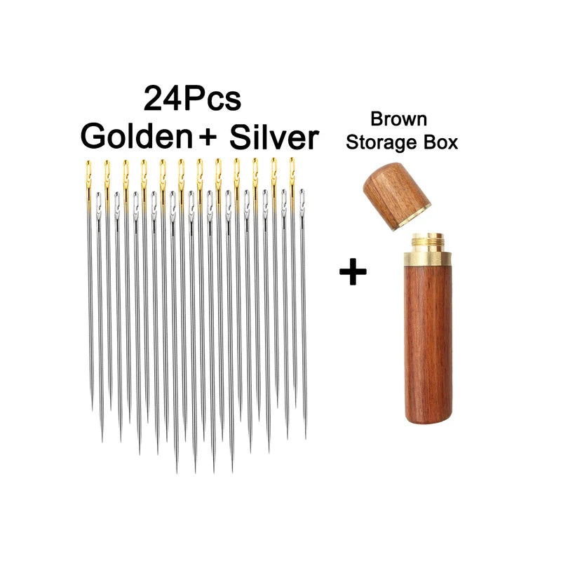 12pçs agulha cega para idosos, agulha com buraco lateral, mão doméstica, costura de aço inoxidável, rosqueamento incomum, vestuário, costura diy