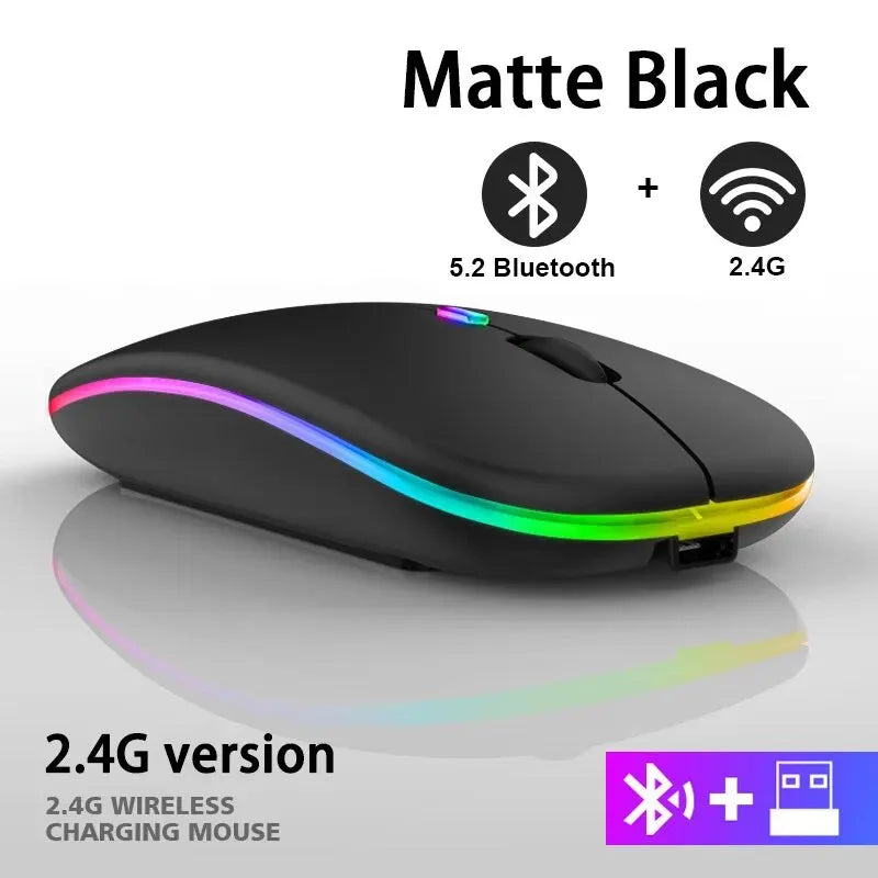 Mouse ergonômico sem fio para jogos, Mouse recarregável, RGB, Bluetooth, LED retroiluminado, apto para laptop, PC, 3600DPI
