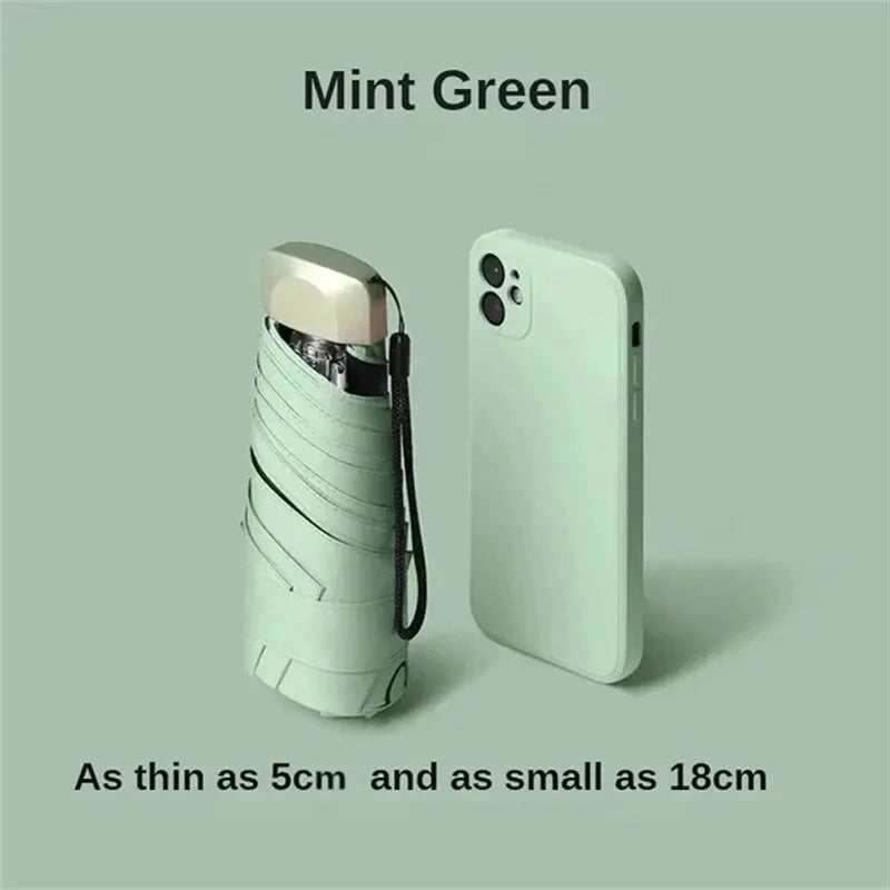 1pc 55% de desconto mini guarda-sol bolso chuva guarda-chuva vinil dobrável proteção ultravioleta uv sombra de sol bolso guarda-sol cápsula