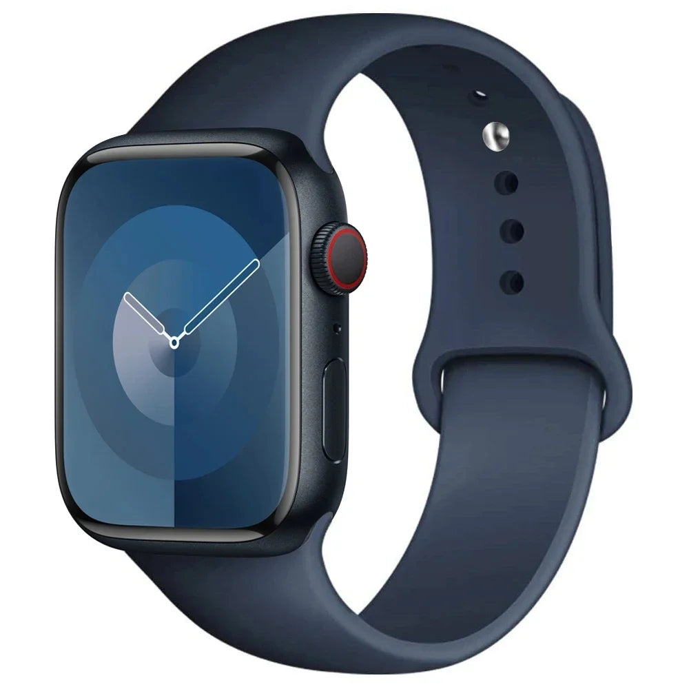 Pulseira de Silicone para Apple Watch, Pulseira Esportiva, iWatch Series 8, 7, 6, 5, 4, 3, SE, 9 Ultra 2, 44mm, 45mm, 40mm, 41 milímetros, 42 38 milímetros, 49 milímetros