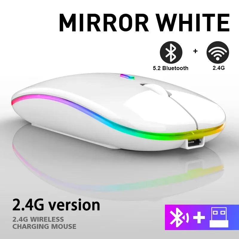 Mouse ergonômico sem fio para jogos, Mouse recarregável, RGB, Bluetooth, LED retroiluminado, apto para laptop, PC, 3600DPI