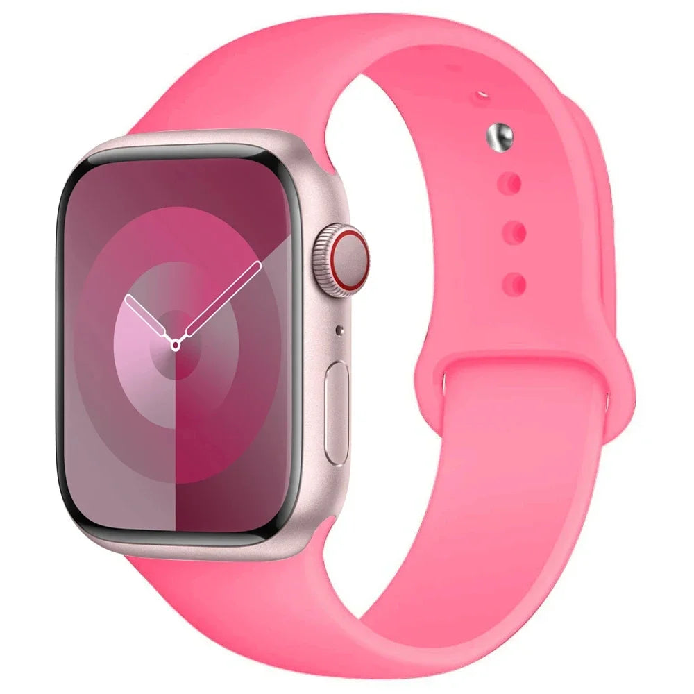 Pulseira de Silicone para Apple Watch, Pulseira Esportiva, iWatch Series 8, 7, 6, 5, 4, 3, SE, 9 Ultra 2, 44mm, 45mm, 40mm, 41 milímetros, 42 38 milímetros, 49 milímetros