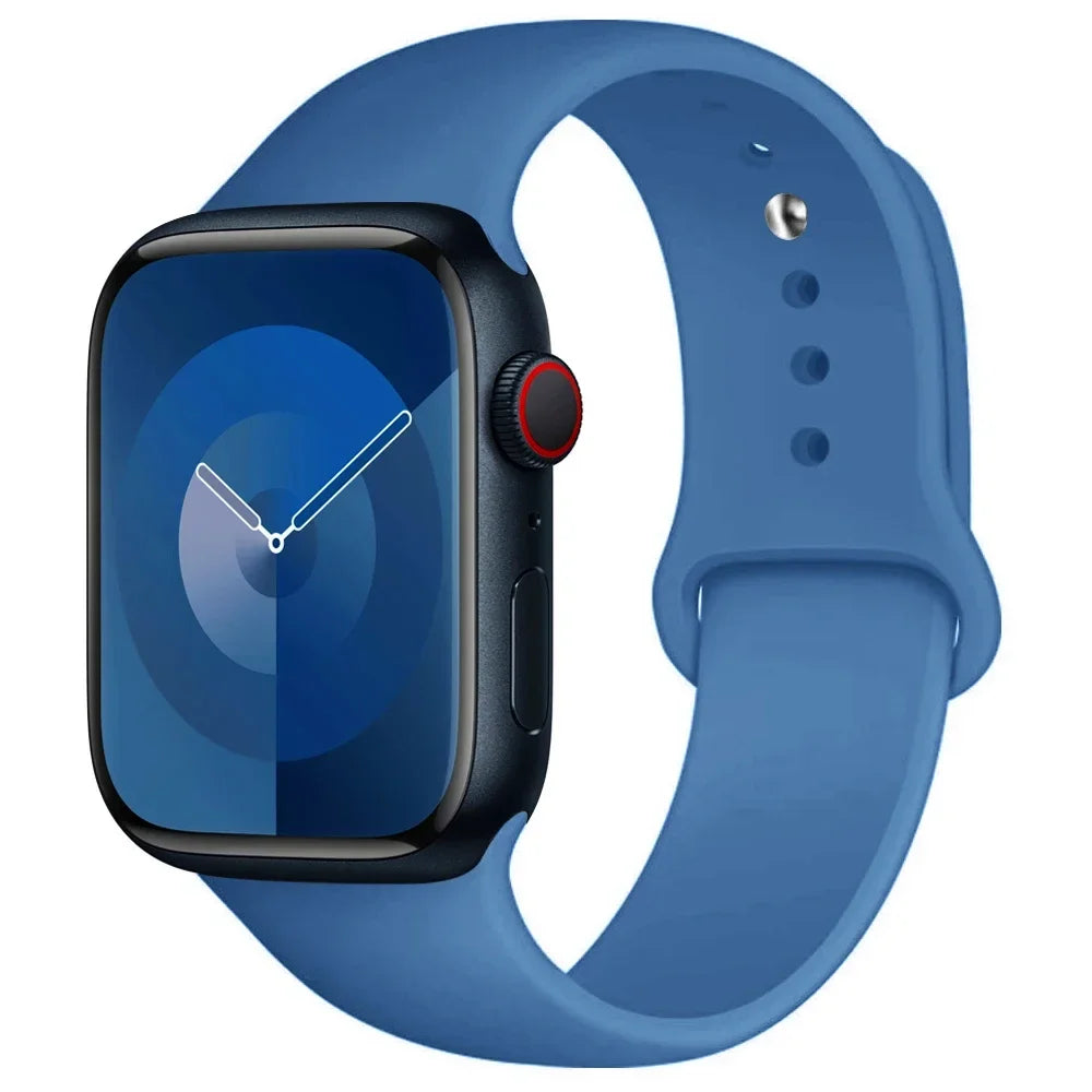 Pulseira de Silicone para Apple Watch, Pulseira Esportiva, iWatch Series 8, 7, 6, 5, 4, 3, SE, 9 Ultra 2, 44mm, 45mm, 40mm, 41 milímetros, 42 38 milímetros, 49 milímetros