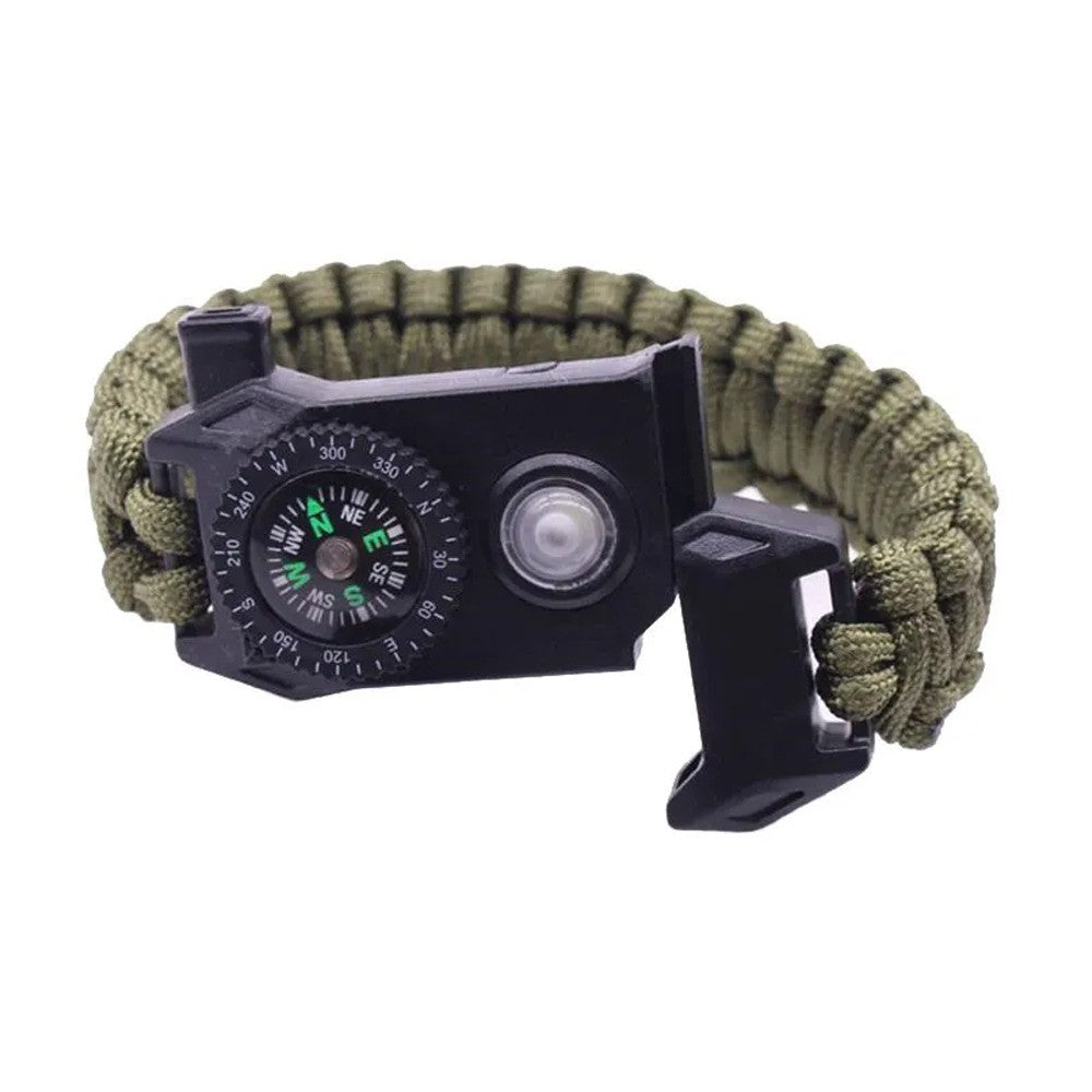 Pulseira Militar de Sobrevivência Multi Função LED SOS Apito Corda de Resgate
