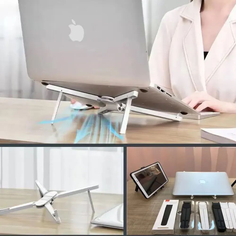 Suporte Multifuncional para Celular Notebook Tablet de Mesa Universal Ergonômico Ajustável com Base Dobrável