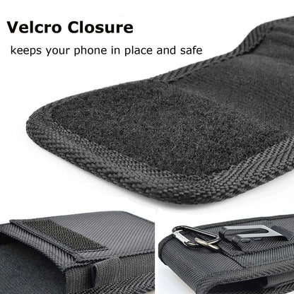 Coldre vertical de nylon para cinto de celular, bolsa com fivela, carteira, suporte para cartão, capa para telefone de 4,0 polegadas-6,7 polegadas, iphone, samsung