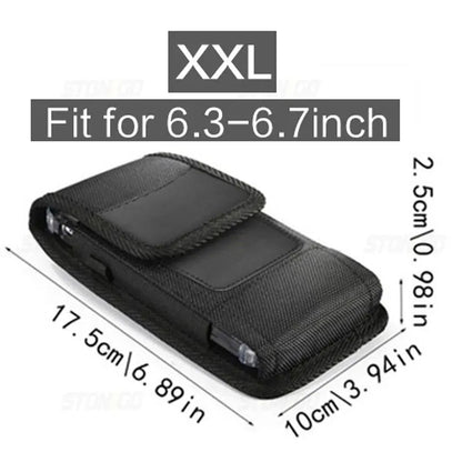 Coldre vertical de nylon para cinto de celular, bolsa com fivela, carteira, suporte para cartão, capa para telefone de 4,0 polegadas-6,7 polegadas, iphone, samsung