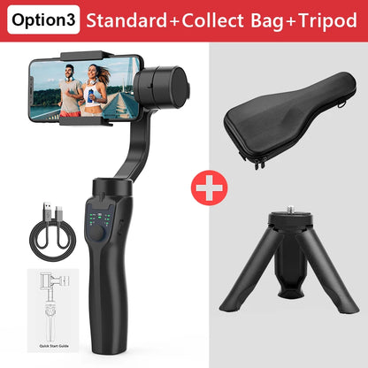 F8 portátil 3 eixos cardan suporte do telefone anti shake estabilizador de gravação de vídeo para xiaomi iphone celular smartphone