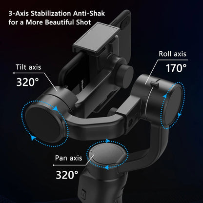 F8 portátil 3 eixos cardan suporte do telefone anti shake estabilizador de gravação de vídeo para xiaomi iphone celular smartphone