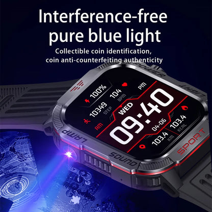 Novo para huawei xiaomi militar gps relógio inteligente masculino lanterna bússola à prova dwaterproof água esporte ao ar livre rastreador bluetooth chamada smartwatch