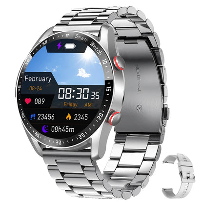 Impermeável relógio inteligente para homens, Bluetooth chamada, saúde do laser, pressão arterial, fitness esportes relógios, caixa, ECG, PPG