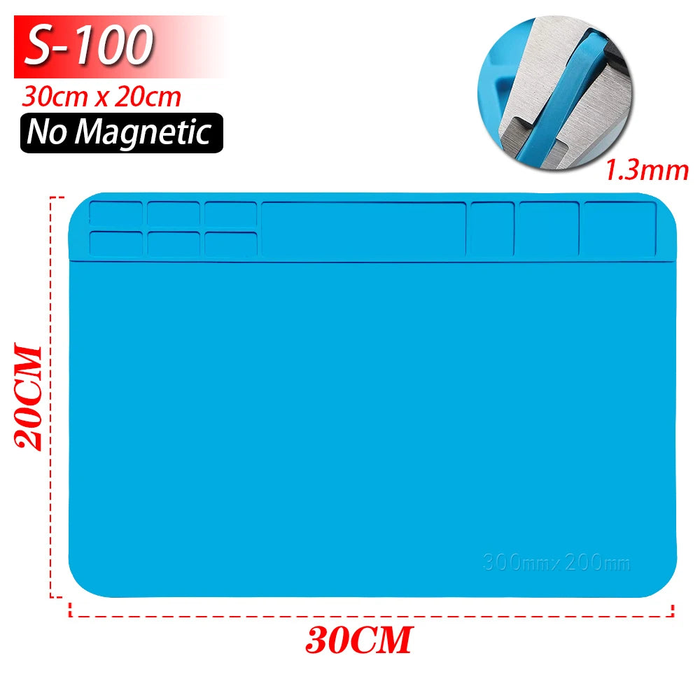 Tapete de estação de solda Tapete de trabalho de silicone resistente ao calor 932 ° F Tapete magnético antiestático para reparo de relógio de laptop de telefone eletrônico