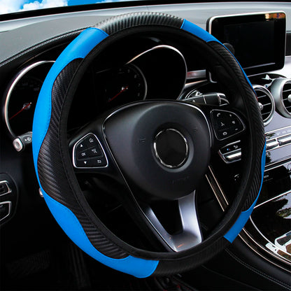 Capa de volante de carro de couro de fibra de carbono PU sem anel interno adequado para 14,5-15 polegadas de suprimentos automotivos