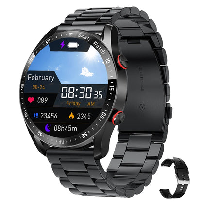 Impermeável relógio inteligente para homens, Bluetooth chamada, saúde do laser, pressão arterial, fitness esportes relógios, caixa, ECG, PPG