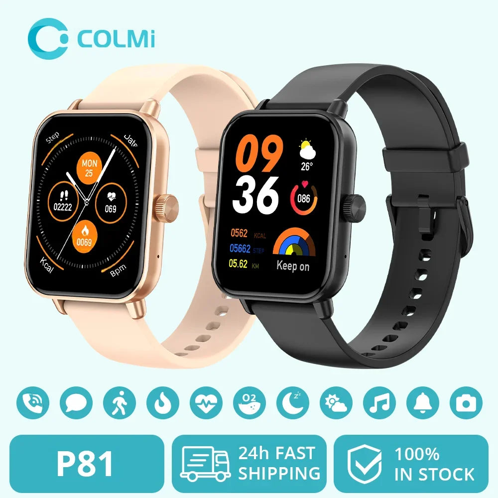 COLMI P81 Chamadas de Voz Relógio Inteligente Ultra 1.9 Polegadas Tela 24H Monitor de Saúde Mais de 100 Modos Esportivos, Bluetooth Smartwatch Homens Mulheres