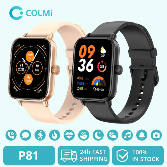 COLMI P81 Chamadas de Voz Relógio Inteligente Ultra 1.9 Polegadas Tela 24H Monitor de Saúde Mais de 100 Modos Esportivos, Bluetooth Smartwatch Homens Mulheres