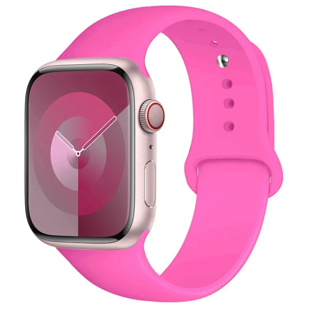 Pulseira de Silicone para Apple Watch, Pulseira Esportiva, iWatch Series 8, 7, 6, 5, 4, 3, SE, 9 Ultra 2, 44mm, 45mm, 40mm, 41 milímetros, 42 38 milímetros, 49 milímetros