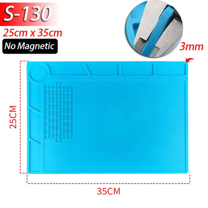Tapete de estação de solda Tapete de trabalho de silicone resistente ao calor 932 ° F Tapete magnético antiestático para reparo de relógio de laptop de telefone eletrônico