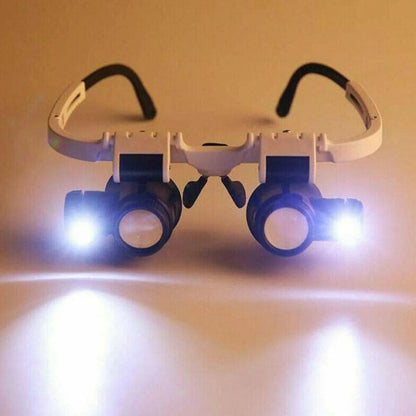 2XLED Relógio Joalheiro Reparação Lupa Cabeça-Montado Headband Ajustável Lupa Cabeça Olho Óculos Lente Lupa 8X 15X 23X