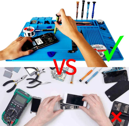 Tapete de estação de solda Tapete de trabalho de silicone resistente ao calor 932 ° F Tapete magnético antiestático para reparo de relógio de laptop de telefone eletrônico