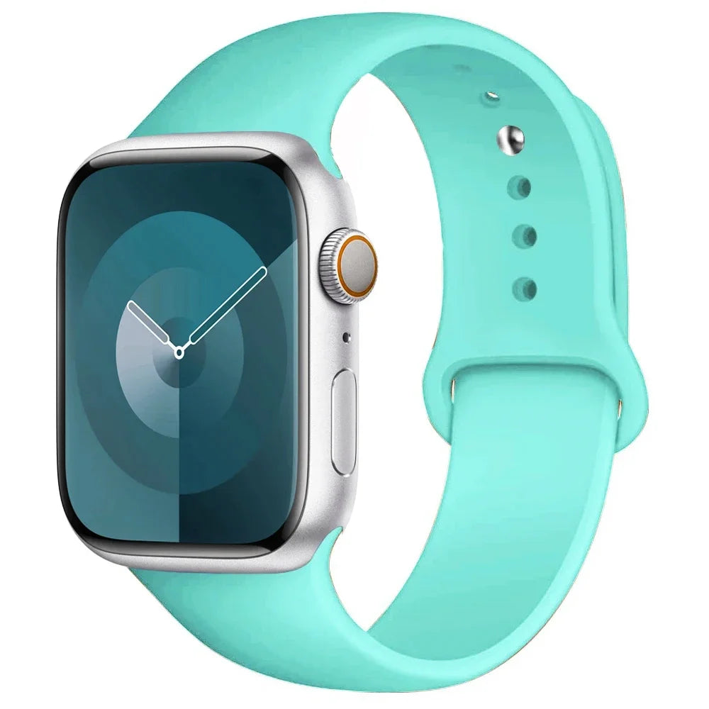 Pulseira de Silicone para Apple Watch, Pulseira Esportiva, iWatch Series 8, 7, 6, 5, 4, 3, SE, 9 Ultra 2, 44mm, 45mm, 40mm, 41 milímetros, 42 38 milímetros, 49 milímetros
