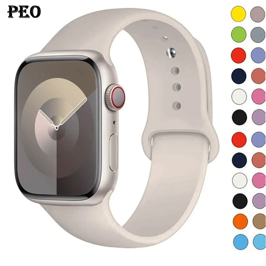 Pulseira de Silicone para Apple Watch, Pulseira Esportiva, iWatch Series 8, 7, 6, 5, 4, 3, SE, 9 Ultra 2, 44mm, 45mm, 40mm, 41 milímetros, 42 38 milímetros, 49 milímetros