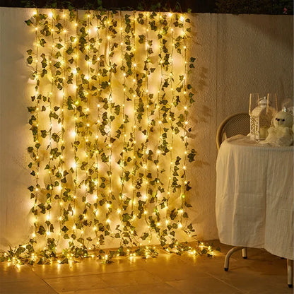Decoração para Casa, Árvore de Natal, Árvore de Natal, Flor Verde Luzes Cordas, Videira Artificial, Luzes de Fadas