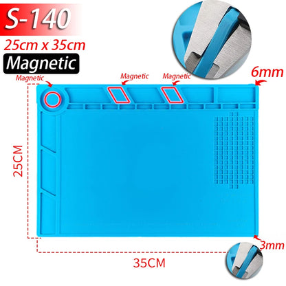 Tapete de estação de solda Tapete de trabalho de silicone resistente ao calor 932 ° F Tapete magnético antiestático para reparo de relógio de laptop de telefone eletrônico
