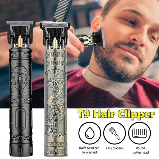 Profissional elétrica recarregável cabelo Clipper para homens, máquina vintage, barbeiro aparador, corte