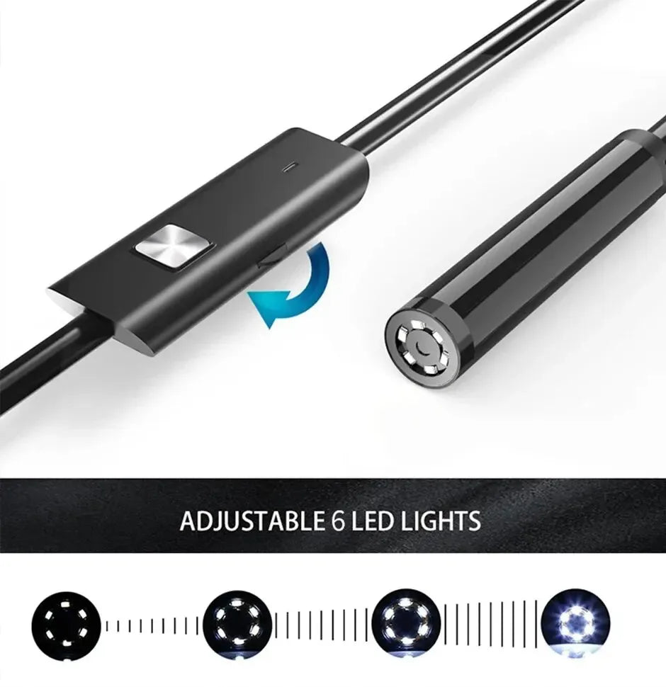 Câmera endoscópica de 7.0mm, ip67, à prova d'água, 6 leds, ajustável, usb, android, flexível, inspeção, boroscópio, para telefone, pc